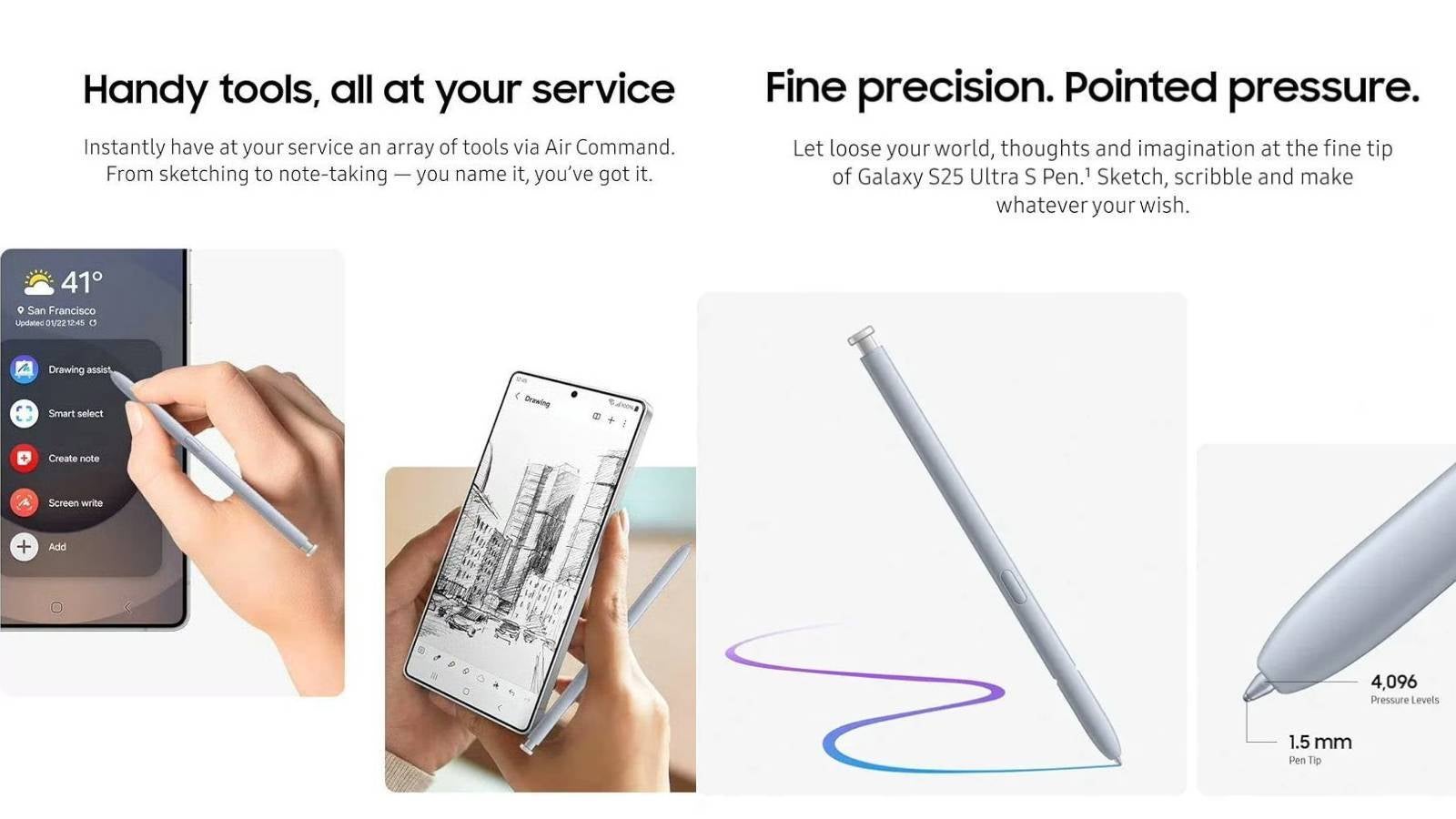 Рекламные изображения Galaxy S25 Ultra, похоже, подчёркивают функции S Pen, не связанные с Bluetooth