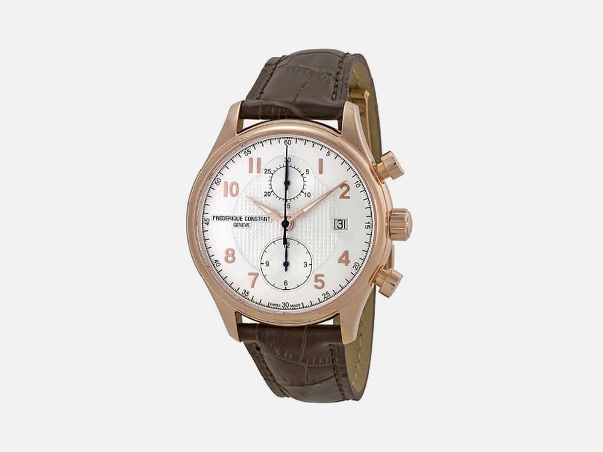 Frederique Constant Men’s FC393RM5B4 Analog Swiss Automatic Brown Leather Watch