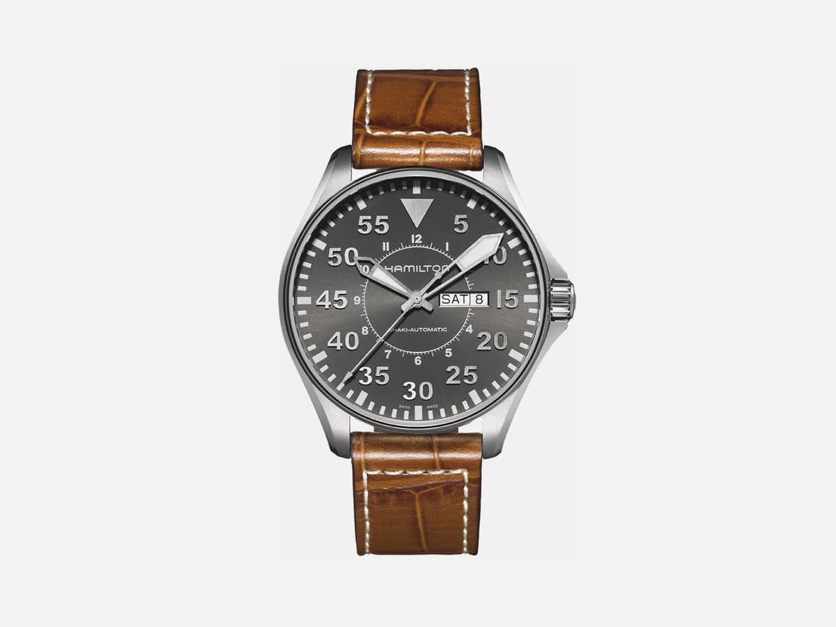 Hamilton Men’s H64715885 Khaki Pilot Grey Dial Watch