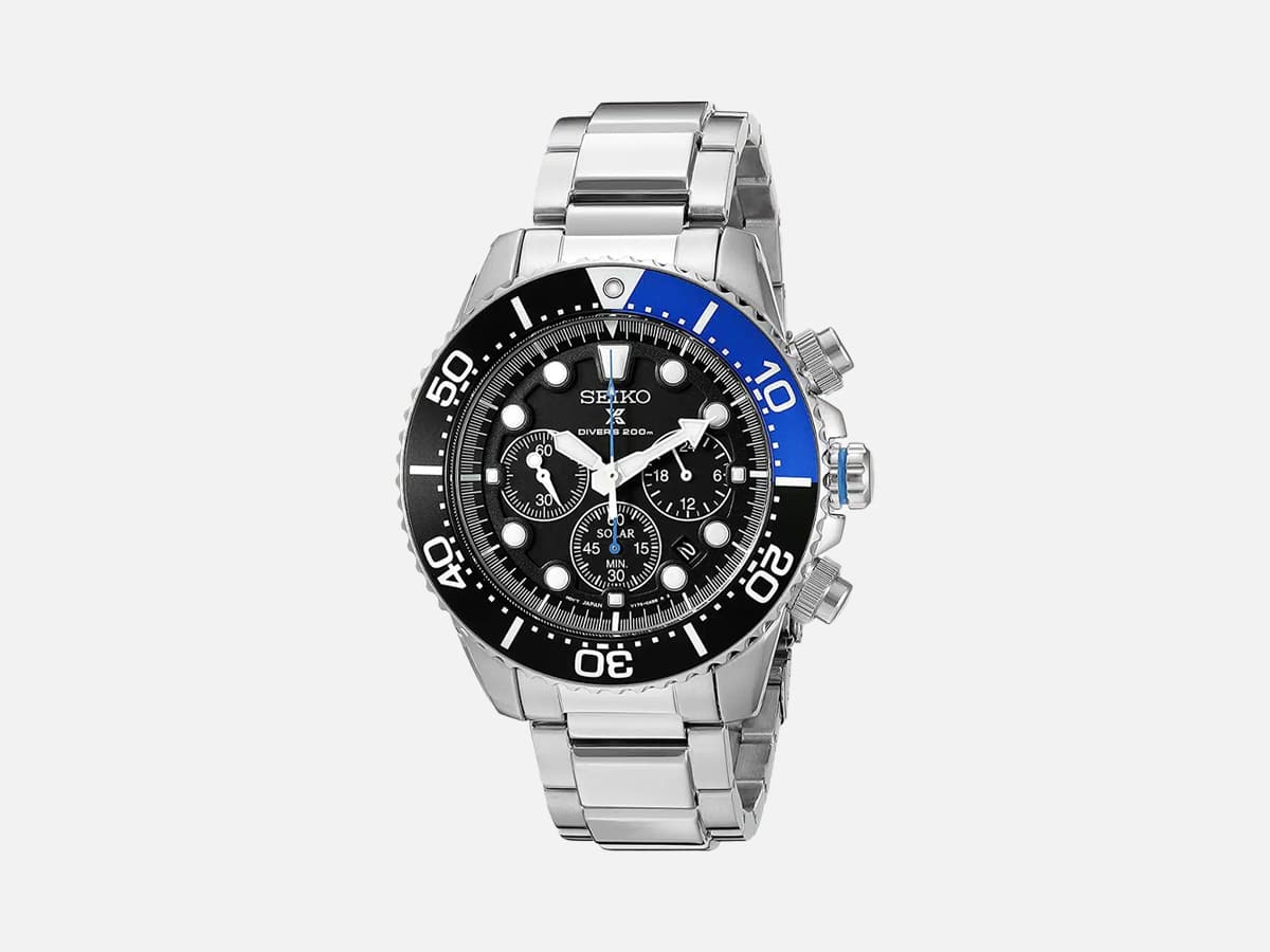 Seiko Men’s SSC017 Prospex Solar Stainless Steel Dive Watch